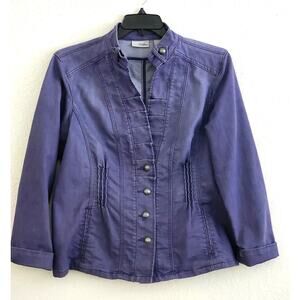 JACKET-DENIM-CHICO'S PLATINUM-Light Purple/Denim Color-Long Sleeves-Chico's 2/M